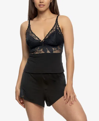Felina Women's Annalisa Modal And Lace Shorts And Cami Pj Set Style 950236 In Black