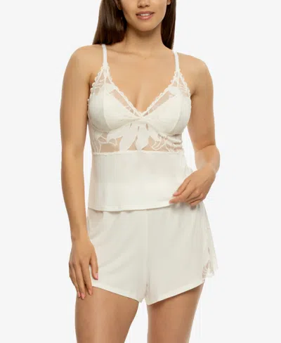 Felina Women's Annalisa Modal And Lace Shorts And Cami Pj Set Style 950236 In White