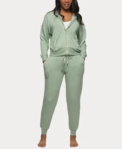 Felina Women's Aria Zip Up Hoodie And Jogger Lounge Set In Iceberg Green