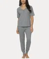 Felina Women's Jessie 2 Pc. Jersey Knit Lounge Set In Heather Silver Filigree
