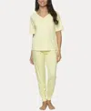 Felina Jessie Henley Pajamas In Lemon Meringue With Gray Diamond