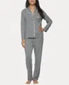 Felina Women's Jessie 2 Pc. Long Sleeve Pajama Set In Heather Silver Filigree