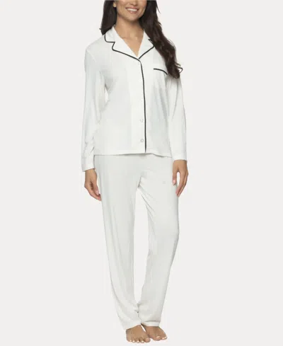 Felina Women's Jessie 2 Pc. Long Sleeve Pajama Set In Whisper White