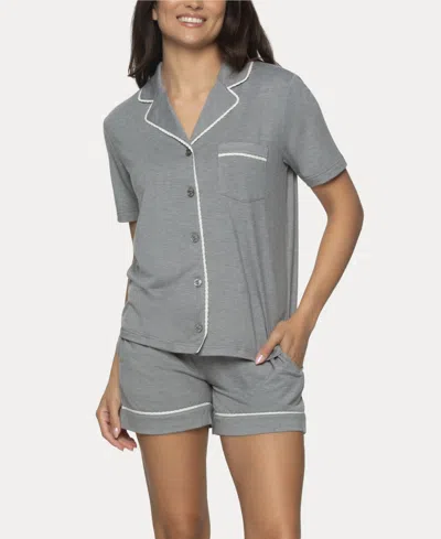 Felina Women's Jessie 2 Pc. Pajama Short Set In Heather Silver Filigree