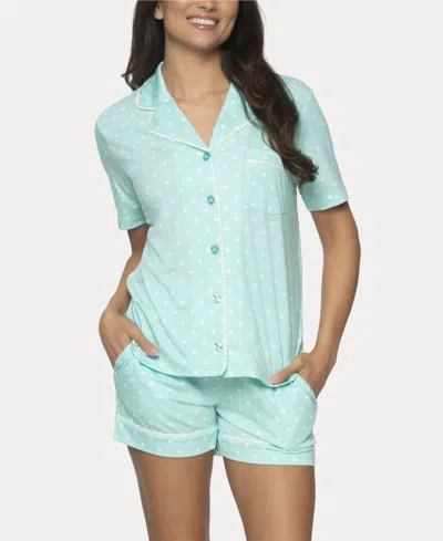 Felina Women's Jessie 2 Pc. Pajama Short Set In Island Paradise With White Dots