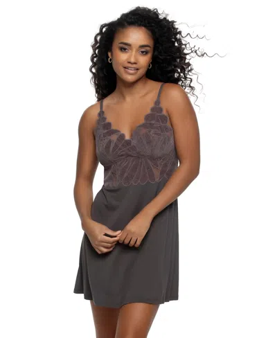 Felina Women's Lace V-neck Sleeveless Chemise In Gray