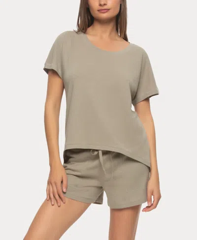 Felina Women's Lauren Linen Jersey Pullover Top And Shorts Sleepwear In Laurel Oak