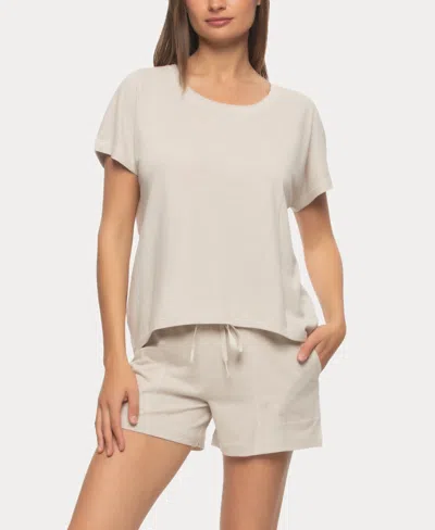 FELINA WOMEN'S LAUREN LINEN JERSEY PULLOVER TOP AND SHORTS SLEEPWEAR