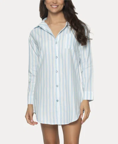 Felina Women's Mirielle Sleep Shirt In Place Blue Stripe