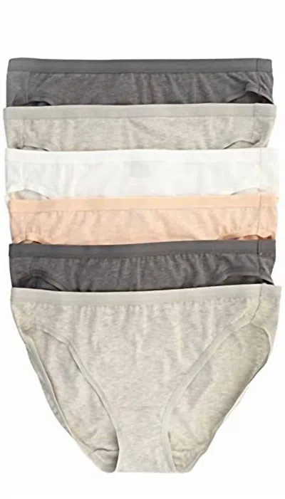 Felina Women's Organic Cotton Stretch Bikini, 6-pack In Pearl/stone/amber/slate/stone/slate In Multi