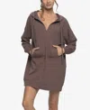 Felina Kimora Long Sleeve Sweatshirt Lounge Dress In Brown