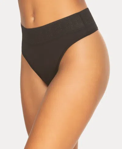 Felina Women's Serene Modal And Lace Thong Underwear In Black