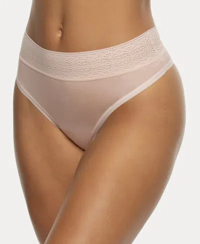 Felina Women's Serene Modal And Lace Thong Underwear In Peach Blush