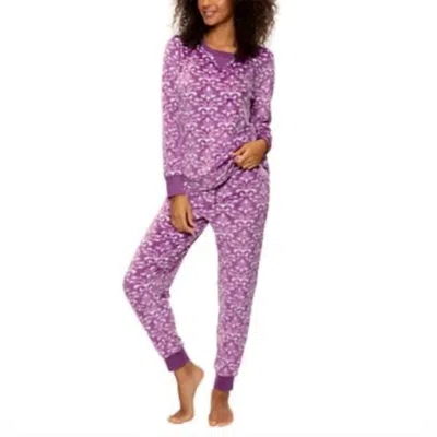 Felina Women's Ultra Soft Micro Fleece Pajama Set In Purple