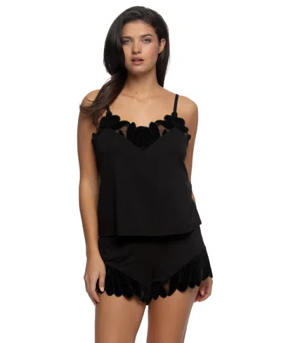 Felina Women's V-neck Sleeveless Top And Shorts, 2-piece Set In Black