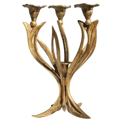 Pre-owned Felix Agostini Candlestick In Solid Bronze In The Style Of  From The 60s In Gold