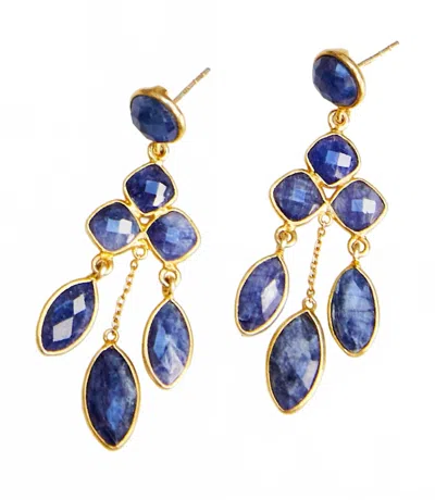 Felix Z Chandelier Gemstone Earrings In Sapphire/gold
