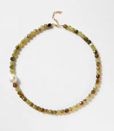 Felix Z Gemstone And Pearl Necklace In Multi In Green