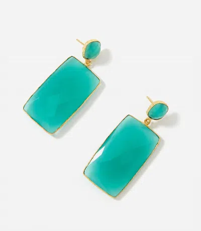Felix Z Gemstone Statement Earrings In Aqua In Blue