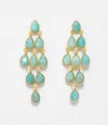 Felix Z Large Gemstone Chandelier Earrings In Amazonite In Gold