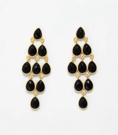 Felix Z Large Gemstone Chandelier Earrings In Black Onyx