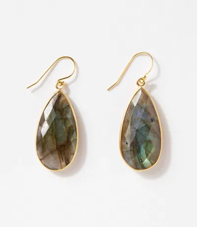 Felix Z Large Natural Gemstone Earrings In Labradorite In Gold