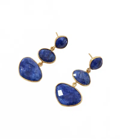 Felix Z Triple Drop Gemstone Earrings In Sapphire Blue
