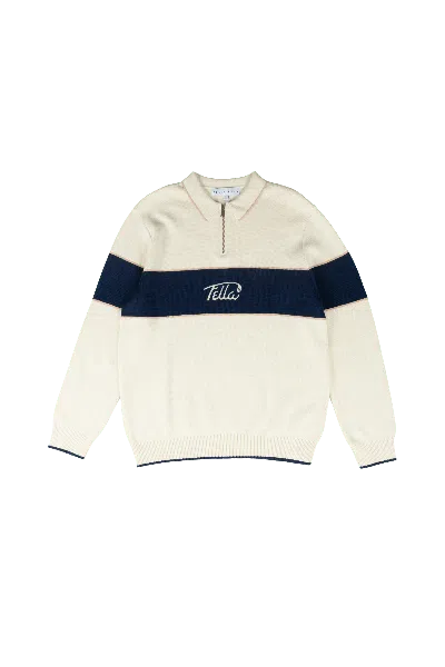 Fella Men's Blue Boris Quarter-zip Sweater Navy In White