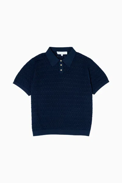 Fella Men's Blue Lionel Navy Knitted Polo