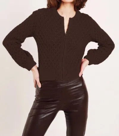 Feller Emily Aran Zip Bomber Jacket In Dark Brown