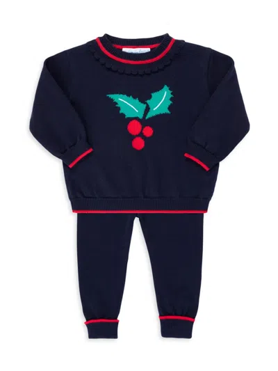 Feltman Brothers Baby Girl's & Little Girl's Holly Ruffle-trim Sweater & Joggers Set In Navy