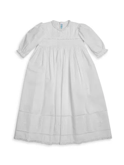 Feltman Brothers Baby Girl's Long-sleeve Pearl Embroidery Special Occasion Gown Set In White