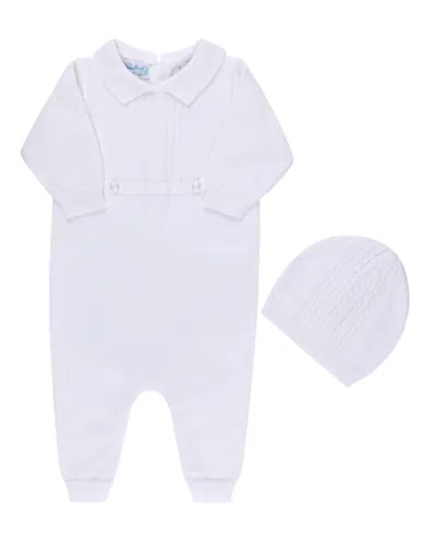 Feltman Brothers Boys' Cable Knit Longall With Hat - Baby In White