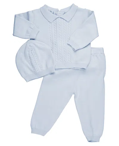 Feltman Brothers Boys' Cable Knit Two Piece With Hat - Baby In Blue