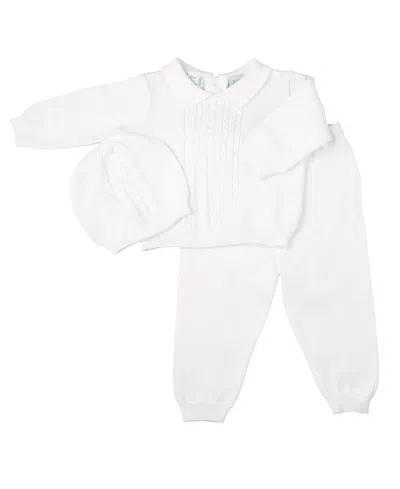 Feltman Brothers Boys' Cable Knit Two Piece With Hat - Baby In White
