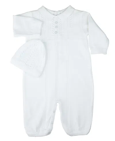 Feltman Brothers Boys' Collar Knit Longall With Hat - Baby In White