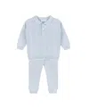 Feltman Brothers Vertical Rib Cotton Sweater & Pants Set In Powder Blue