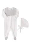 Feltman Brothers Babies'  Chevron Footie & Hat Set In Ivory/grey
