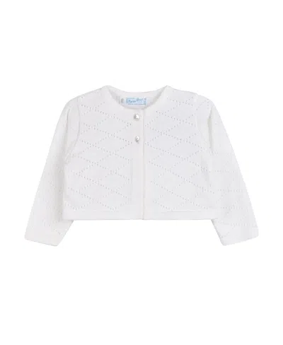 FELTMAN BROTHERS GIRLS' DIAMOND POINTELLE CROPPED CARDIGAN - BABY