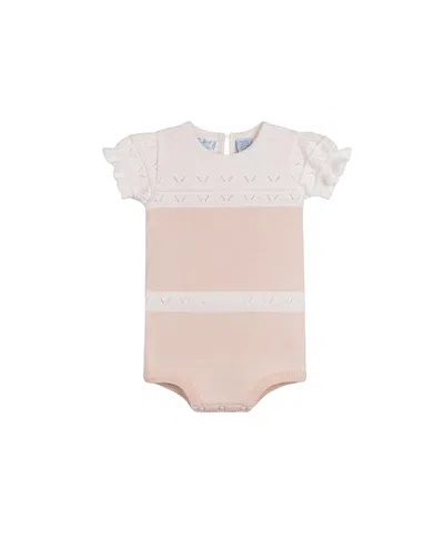 Feltman Brothers Girls' Pointelle Contrast Knit Romper - Baby In Neutral