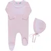 Feltman Brothers Babies'  Jacquard Yoke Cotton Footie & Hat Set In Pink