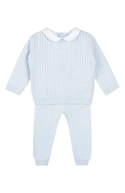 Feltman Brothers Babies'  Peter Pan Cotton Cable Knit Sweater & Pants Set In Blue