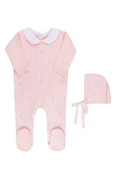 Feltman Brothers Babies'  Peter Pan Cotton Footie & Hat Set In Pink