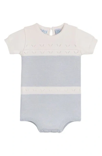 Feltman Brothers Babies'  Pointelle Contrast Cotton Knit Romper In Blue