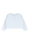 Feltman Brothers Pointelle Crop Cotton Cardigan In Blue