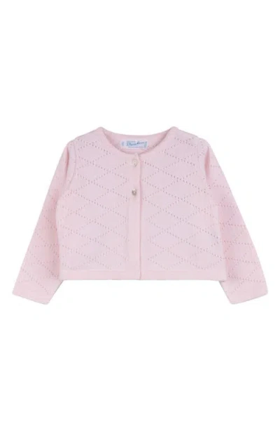 Feltman Brothers Babies'  Pointelle Crop Cotton Cardigan In Pink