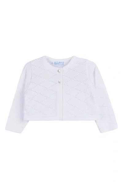 Feltman Brothers Babies'  Pointelle Crop Cotton Cardigan In White