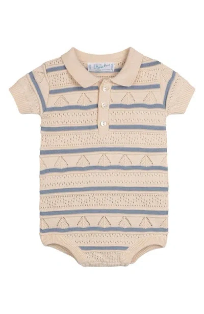 Feltman Brothers Babies'  Pointelle Knit Cotton Polo Bodysuit In Neutral