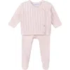 Feltman Brothers Babies'  Pointelle Knit Sweater, Footed Pants & Bonnet Set In Pink