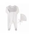 Feltman Brothers Unisex Chevron Velour Romper With Bonnet - Baby In Grey